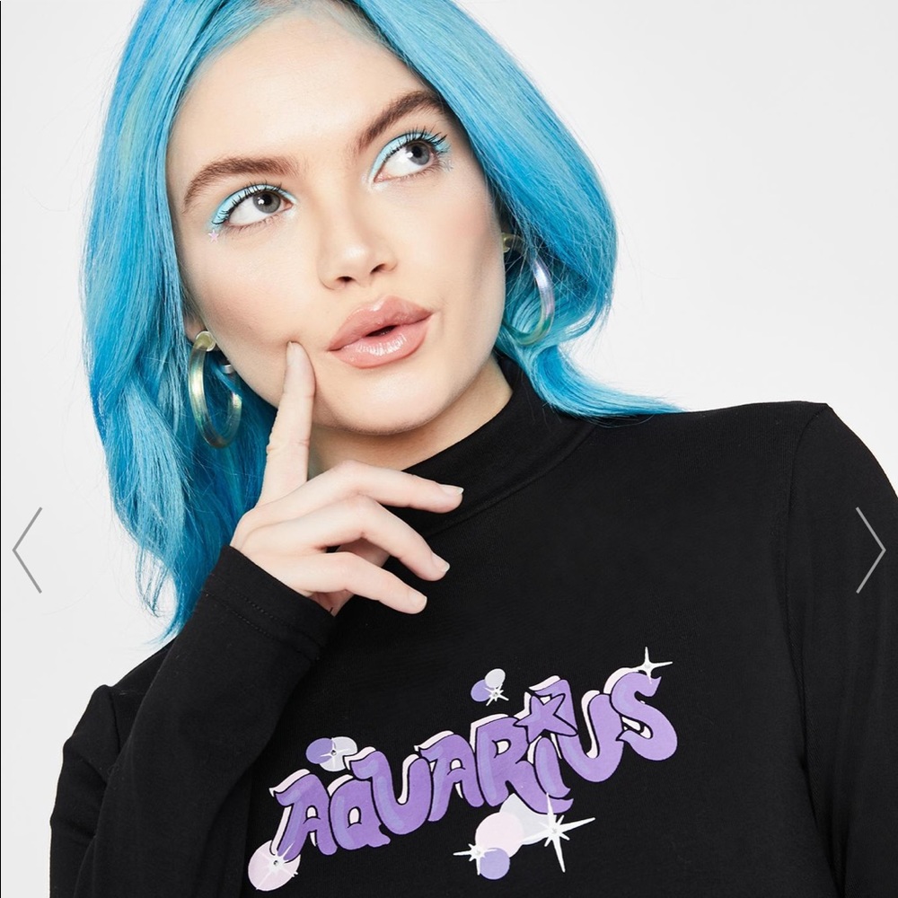 Aquarius black long sleeve top from dolls kill
